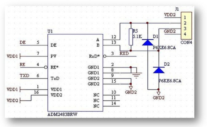 RS485電路及隔離技術：光電隔離RS485典型電路